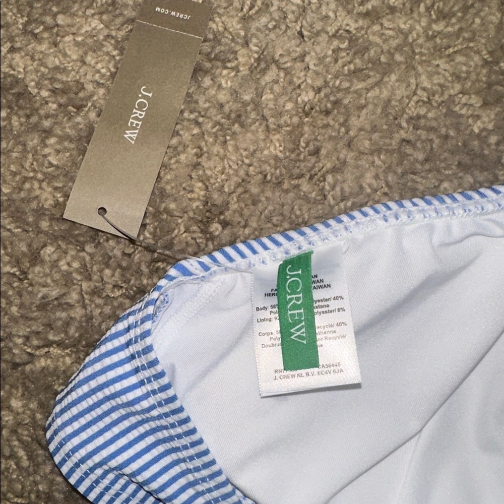 NWT J. Crew Blue and White Seersucker Tie Bikini Top (XXL) - Picture 8 of 8